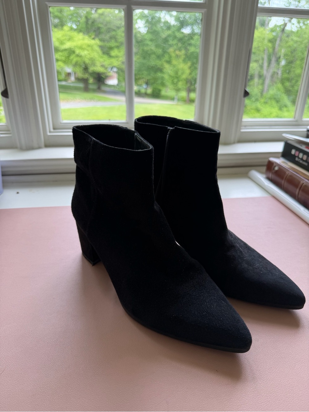 Stuart Weitzman Black Pointed Toe Suede Ankle Boots